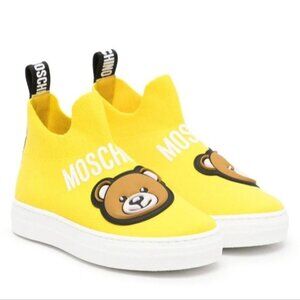 Moschino Kids teddy bear-print slip-on trainers Sz 24 EU  8T US